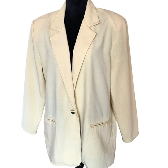 Bobbie Brooks Butter Yellow Blazer: Vintage 80s Oversized Unlined Jacket, Size M - Picture 1 of 12